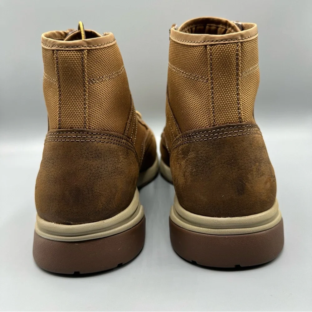 Carhartt Brown Leather Canvas Work Boots Composite Toe men’s Size 12